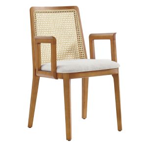 Modway Monarch Wood and Rattan Dining Armchair
