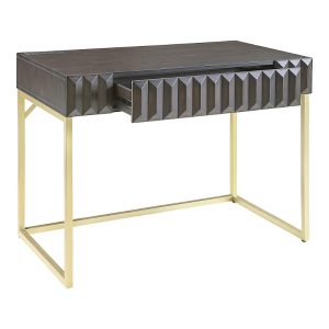 Furniture of America Prelli Steel Base 1-Drawer Writing Desk with Usb Port and Outlet