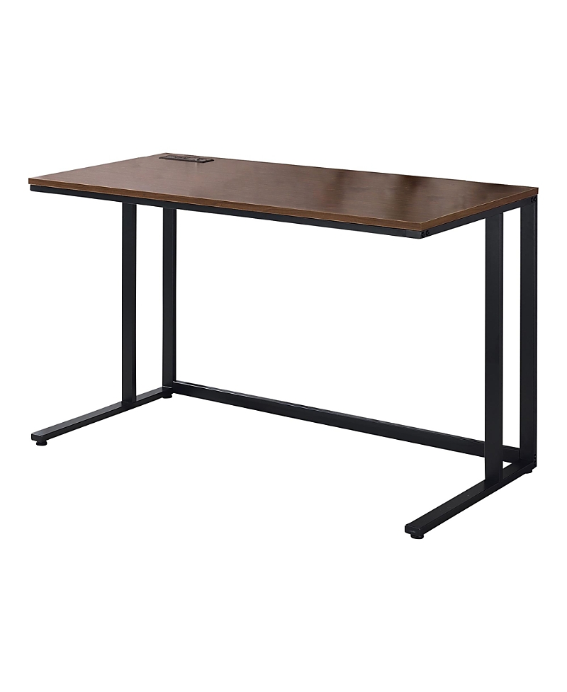 Furniture of America Sanford Steel Base Two-Tone Writing Desk with Usb Ports and Outlets