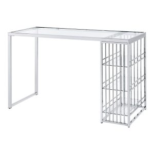 Furniture of America Chelsea Glass Top 3-Shelf Bar Table