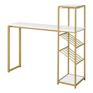 Furniture of America Danby Steel Frame Bar Table with Wine Shelf