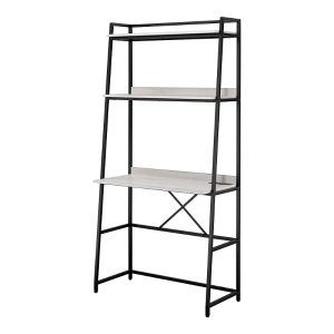 Furniture of America Goshen Steel Base 2-Shelf Writing Desk with Usb Port and Power Outlet