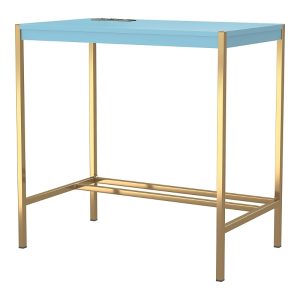 Furniture of America Cuyler Steel Base Writing Desk with USBs and Outlets