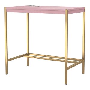 Furniture of America Cuyler Steel Base Writing Desk with USBs and Outlets