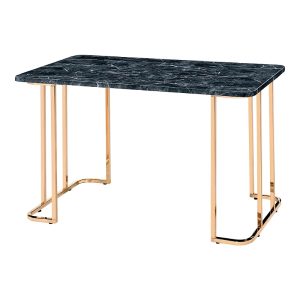Furniture of America Yates Faux Marble Top Desk with USBs and Outlets