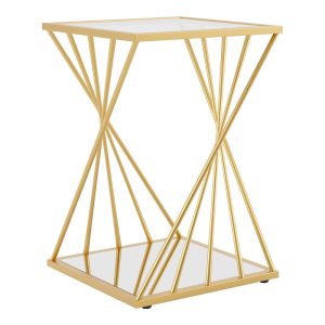 Furniture of America Zari 16-inch Square Side Table with Mirrored Lower Shelf