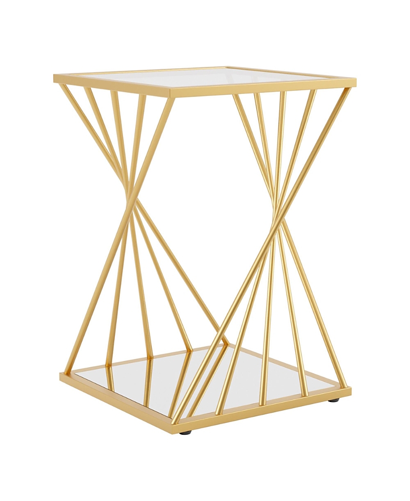 Furniture of America Zari 16-inch Square Side Table with Mirrored Lower Shelf