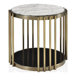 Furniture of America Athens 26-inch Steel Frame 1-Shelf Round End Table