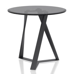 Furniture of America Webbe 24 O-Shaped Round Glass Top End Table