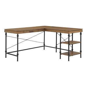 Furniture of America Hudson Steel L-Shape Corner Desk with USBs and Outlets
