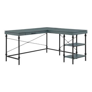 Furniture of America Hudson Steel L-Shape Corner Desk with USBs and Outlets