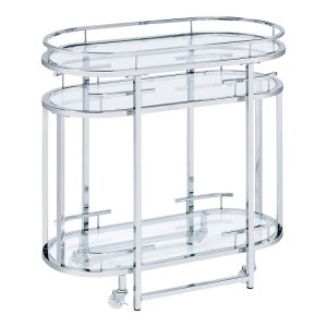 Furniture of America Ovaro Steel Frame Serving Cart with Top and Two Lower Shelves