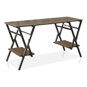Furniture of America Reyn Steel Base 2-Shelf Writing Desk