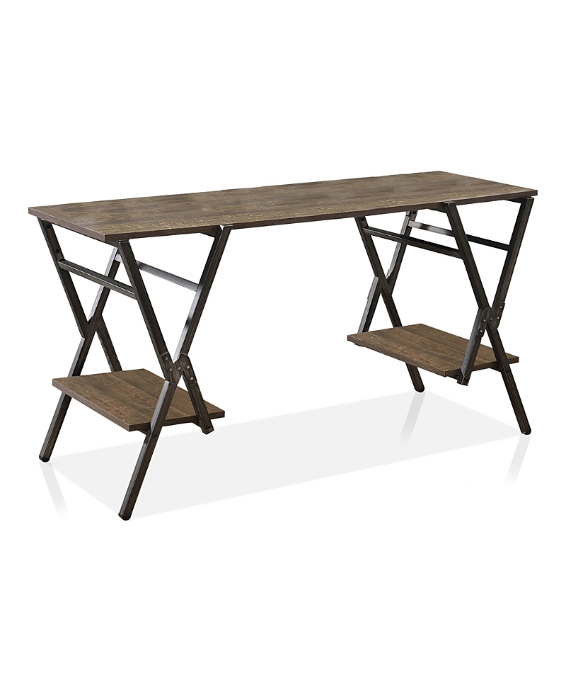 Furniture of America Reyn Steel Base 2-Shelf Writing Desk