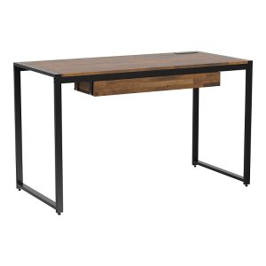 Furniture of America Rilla Steel Base 1-Drawer Writing Desk with Usb Ports and Outlets