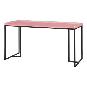 Furniture of America Hinsdale Metal Base Computer Desk with USBs and Outlet