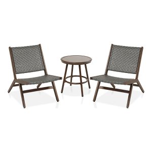 Furniture of America Morrow Aluminum and Fe Wicker Outdoor Bistro, Set of 3