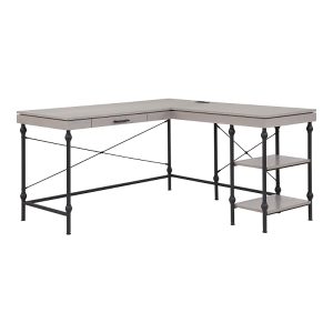 Furniture of America Hudson Steel L-Shape Corner Desk with USBs and Outlets