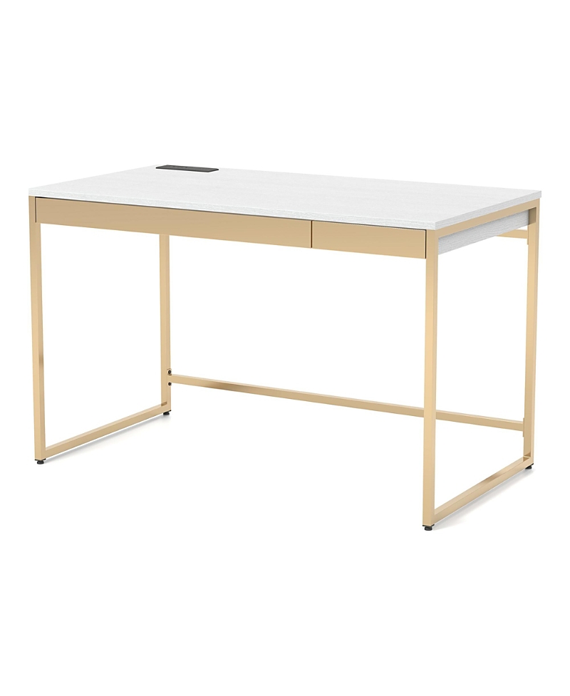 Furniture of America Gallway Steel Base 2-Drawer Writing Desk with Usb Ports and Outlets