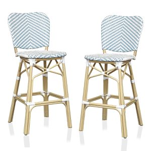 Furniture of America Colfer Aluminum and Pe Wicker Patio Bar Chairs, Set of 2