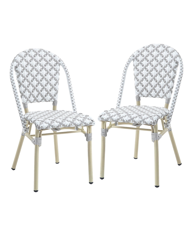 Furniture of America Quade Aluminum and Pe Wicker Patio Dining Chairs, Set of 2