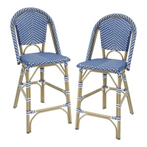 Furniture of America Tricke Aluminum and Pe Wicker Patio Counter Height Chairs, Set of 2