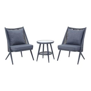 Furniture of America Wolcott Aluminum 1-Open Shelf Patio Table and Chairs, Set of 3