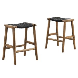 Modway Saoirse Woven Rope Wood Counter Stool, Set of 2