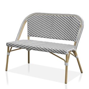 Furniture of America Doria 2-Seater Outdoor Loveseat with Diagonal Wicker Design