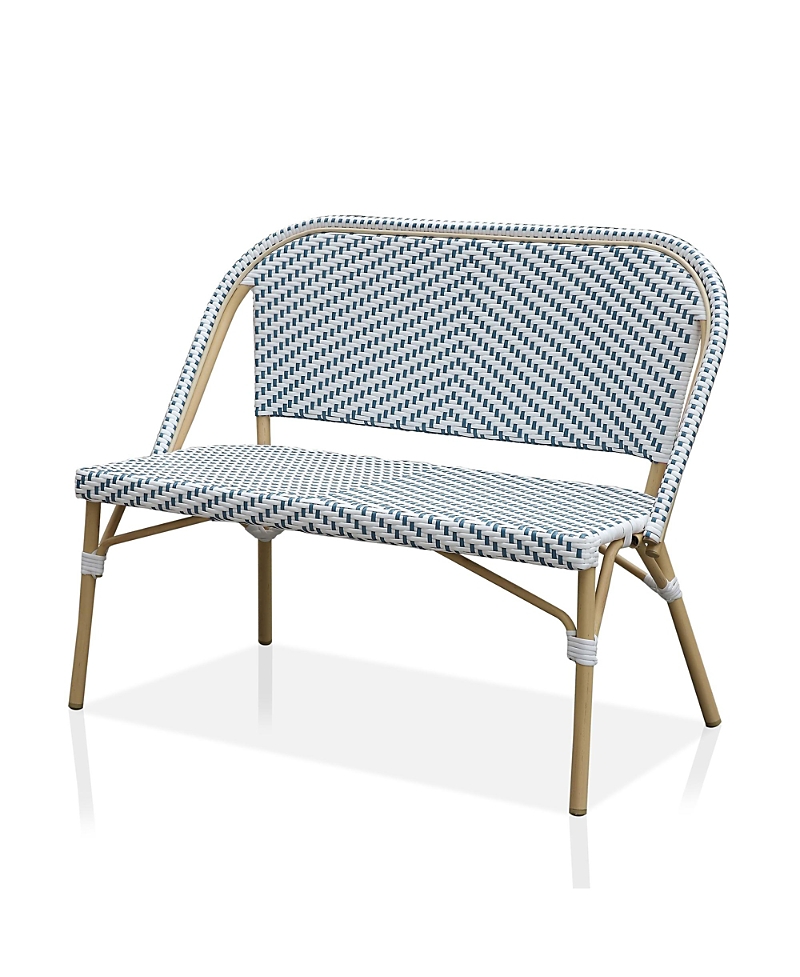 Furniture of America Doria 2-Seater Outdoor Loveseat with Diagonal Wicker Design