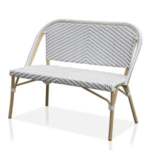 Furniture of America Doria 2-Seater Outdoor Loveseat with Diagonal Wicker Design