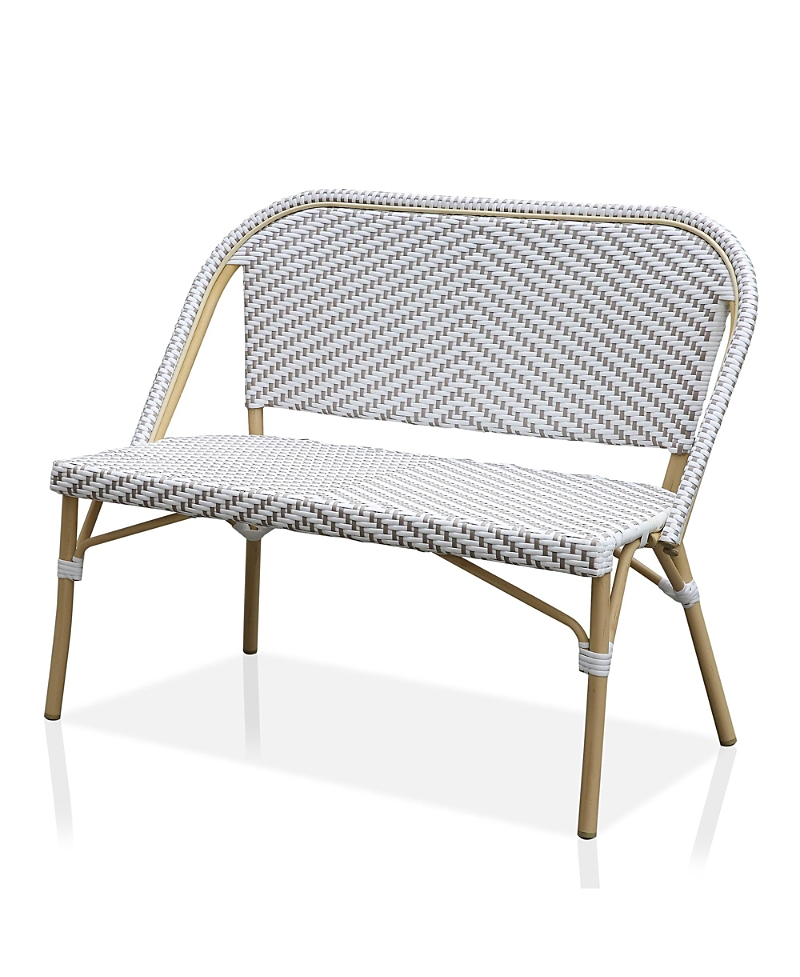 Furniture of America Doria 2-Seater Outdoor Loveseat with Diagonal Wicker Design