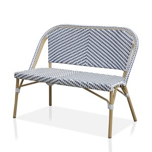 Furniture of America Doria 2-Seater Outdoor Loveseat with Diagonal Wicker Design