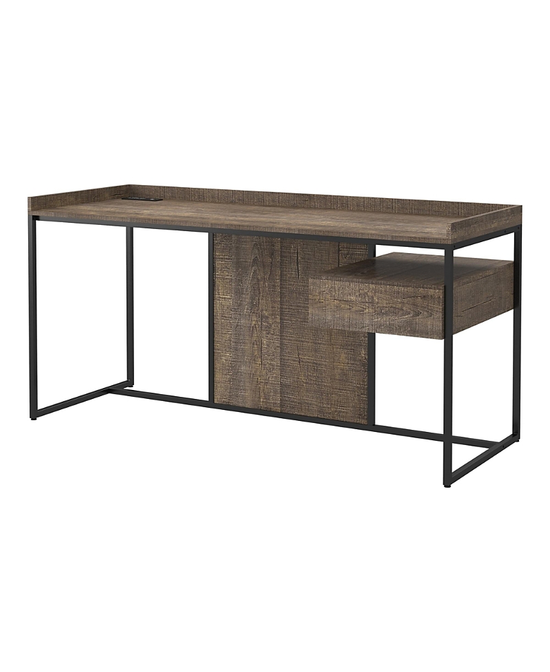 Furniture of America Tioga Steel Base 1-Drawer Writing Desk with USBs and Outlets