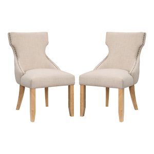 Furniture of America Rietta Linen Upholstered Tufted and Nailhead Side Chairs, Set of 2