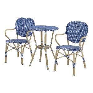 Furniture of America Dimballe Pe Wicker Patio Round Dining Table, Set of 3