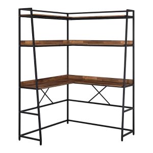 Furniture of America Dwen Steel Base 2-Shelf Corner Writing Desk with Usb Port and Power Outlet