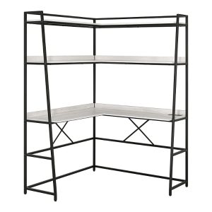Furniture of America Dwen Steel Base 2-Shelf Corner Writing Desk with Usb Port and Power Outlet