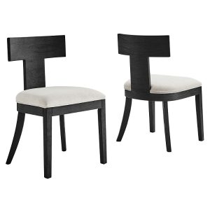 Modway Peregrine Wood and Fabric Upholstered Dining Chairs, Set of 2