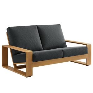 Modway Lirienne Outdoor Patio Aluminum Faux Wood Loveseat