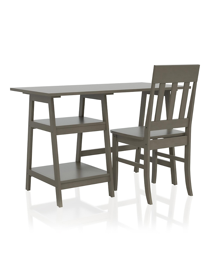 Furniture of America Salina Solid Wood 2-Shelf Writing Desk with Chair, Set of 2