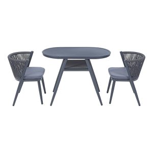 Furniture of America Layson Aluminum Lower Shelf 3-Piece Outdoor Dining Table Set