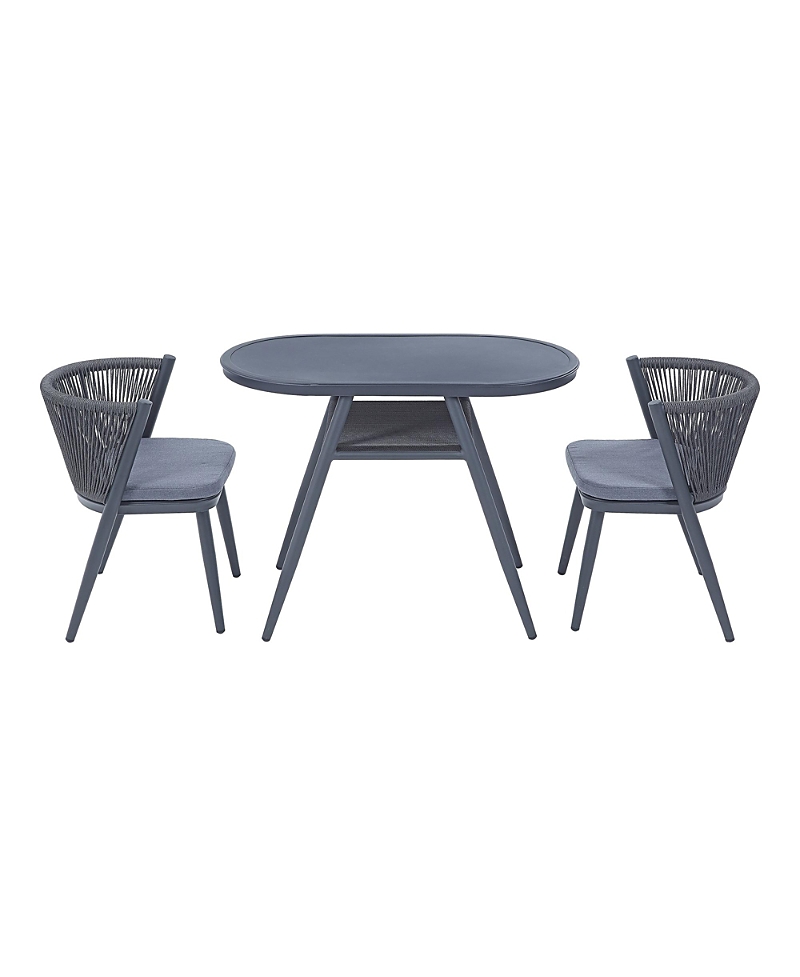 Furniture of America Layson Aluminum Lower Shelf 3-Piece Outdoor Dining Table Set