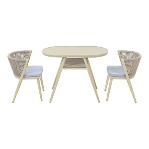 Furniture of America Layson Aluminum Lower Shelf 3-Piece Outdoor Dining Table Set