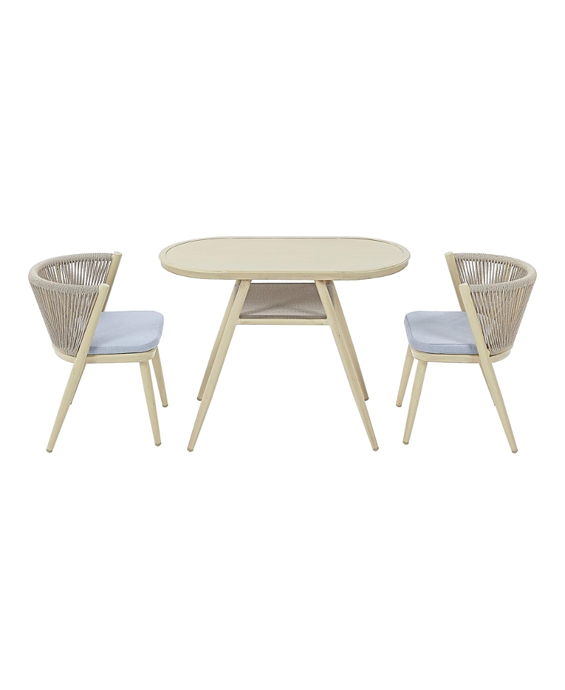 Furniture of America Layson Aluminum Lower Shelf 3-Piece Outdoor Dining Table Set