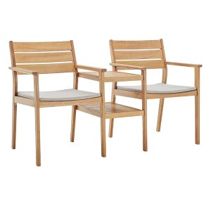 Modway Viewscape Outdoor Patio Ash Wood Jack and Jill Chair, Set of 2