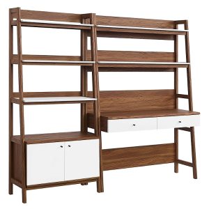 Modway Bixby 2-Piece Wood Office Desk and Bookshelf