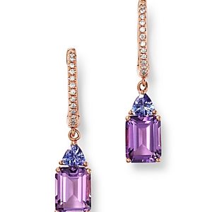 Bloomingdale's Amethyst, Tanzanite & Diamond Drop Earrings in 14K Rose Gold - 100% Exclusive- 3117090