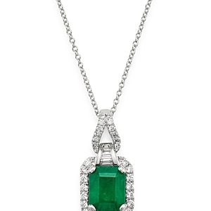 Bloomingdale's Emerald & Diamond Pendant Necklace in 14K White Gold, 18 - 100% Exclusive- 1498004