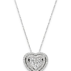 Bloomingdale's Diamond Halo Heart Pendant Necklace in 14K White Gold, 1.0 ct. t.w. - 100% Exclusive- 2810547